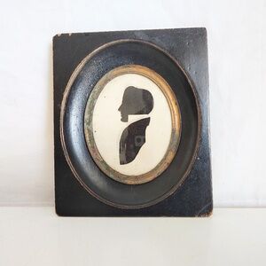 Antique 19th C Silhouette Drawing Paper Cut Young Gentleman Name Harvey Elmer